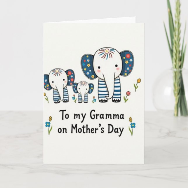 Whimsical Elephant Mothers Card (Front)
