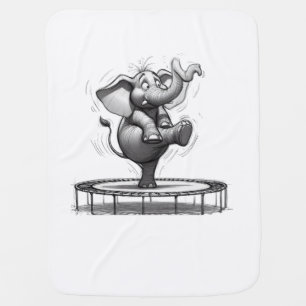 Whimsical Elephant on Trampoline – Cute Playful Baby Blanket