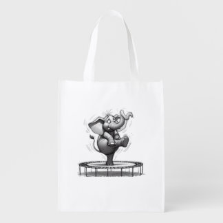 Whimsical Elephant on Trampoline – Cute Playful Grocery Bag