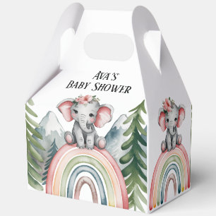 Whimsical Elephant Rainbow Baby Shower Favor Boxes