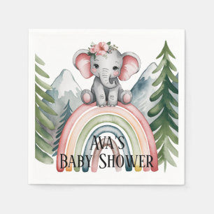 Whimsical Elephant Rainbow Baby Shower Napkins