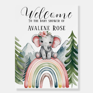 Whimsical Elephant Rainbow Baby Shower Welcome Foam Board