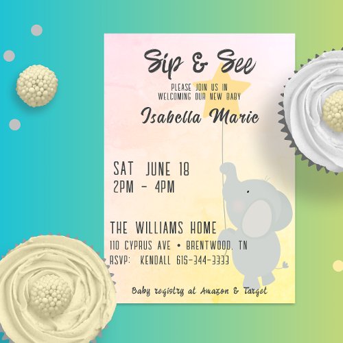 Whimsical Elephant Sip  See Invitation