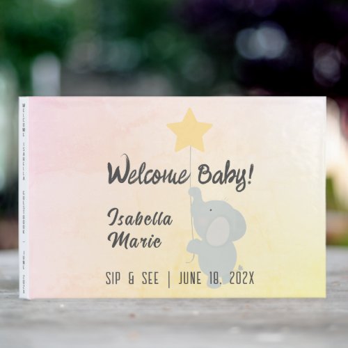 Whimsical Elephant  Sip  See Party Guest Book