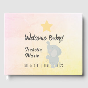 Whimsical Elephant Sip & See Party Guest Book