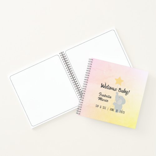 Whimsical Elephant Welcome Baby Advice  Wishes Notebook