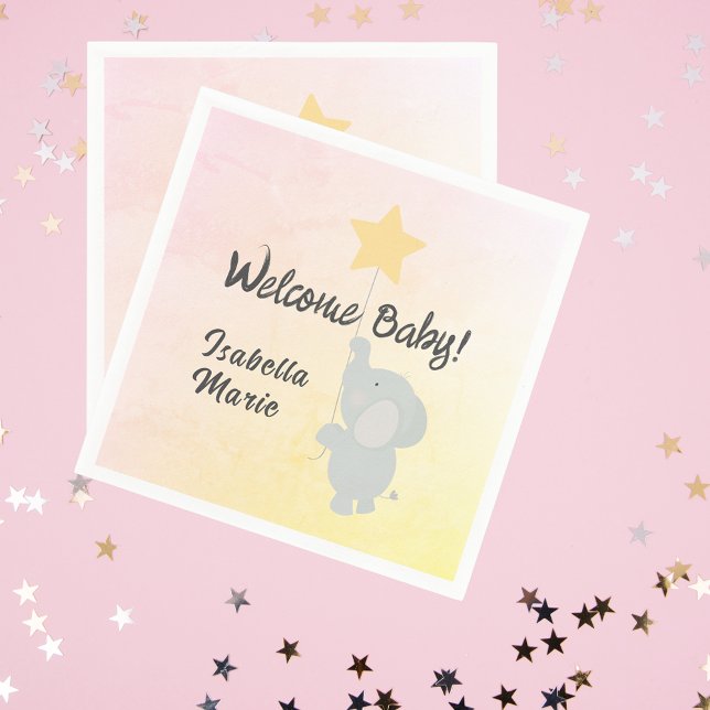 Whimsical Elephant Welcome Baby Napkins (Creator Uploaded)