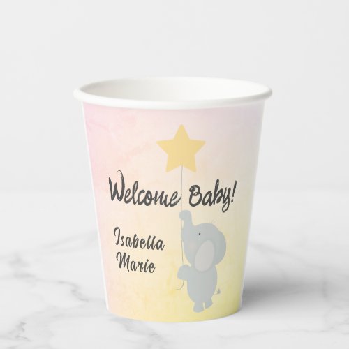 Whimsical Elephant Welcome Baby Paper Cups
