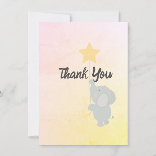 Whimsical Elephant Welcome Baby Thank You Card