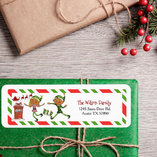 Whimsical Elf Boy Girl Christmas Return Address Label