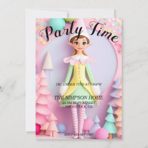Whimsical Elf Christmas Holiday Party Invitation