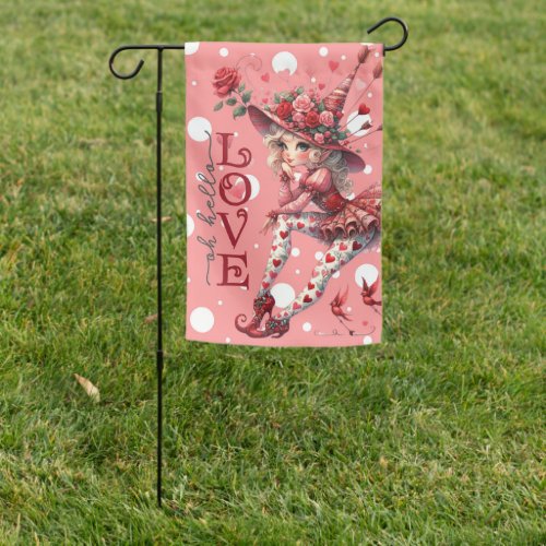 Whimsical Elf Garden Flag for Valentines Day