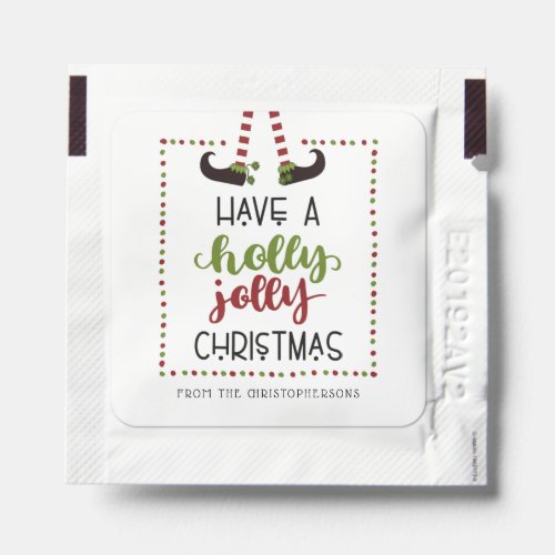Whimsical Elf HOLLY JOLLY Christmas Favor Hand Sanitizer Packet