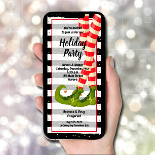Whimsical Elf Legs Christmas Invitation