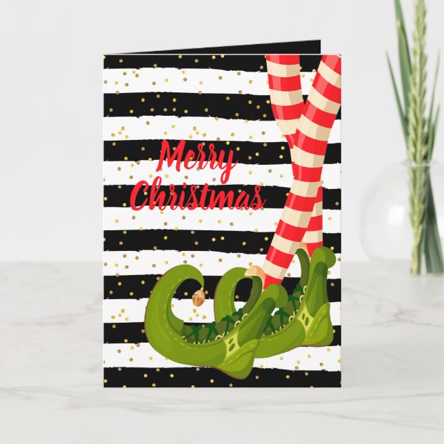 Whimsical Elf Legs Holiday Christmas Card (Front)
