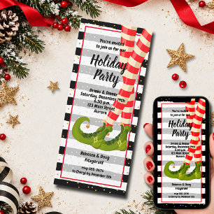 Whimsical Elf Legs Holiday Christmas Invitations