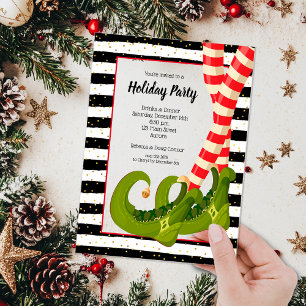 Whimsical Elf Legs Holiday Christmas Party Acrylic Invitations