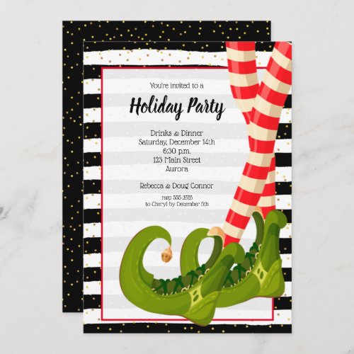 Whimsical Elf Legs Holiday Christmas Party Invitation