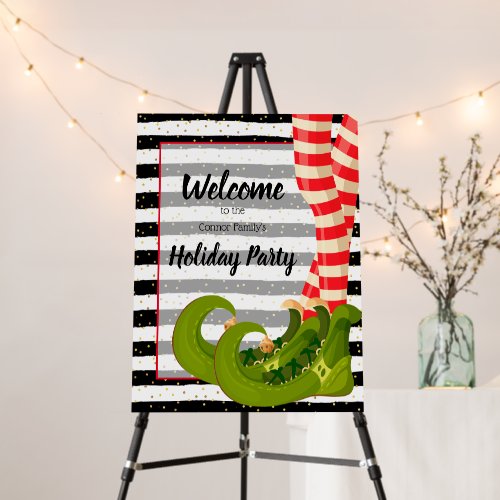 Whimsical Elf Legs Holiday Christmas Party Welcome Foam Board