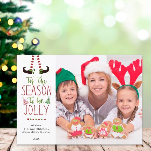 Whimsical Elf SEASON TO BE JOLLY Holiday Card