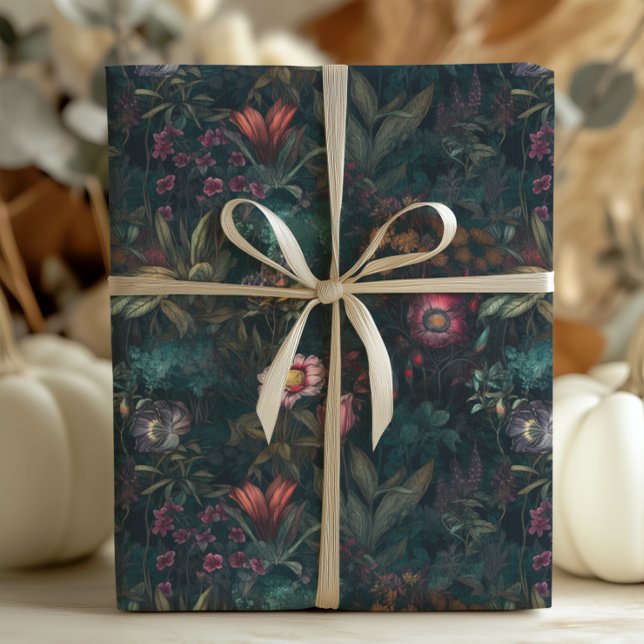 Whimsical Emerald and Pink Floral Decoupage Wrapping Paper (Creator Uploaded)