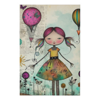 whimsical emotions faux canvas print
