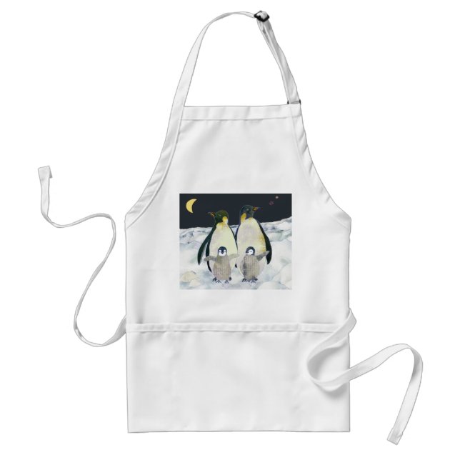 Whimsical Emperor Penguins Adult Apron (Front)