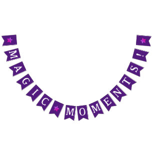 Whimsical Enchant Magic Purple Halloween Birthday Bunting Flags
