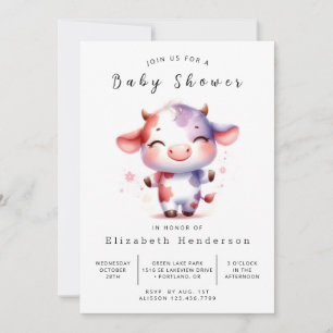 Whimsical Enchanted Cow Baby Shower Invitation