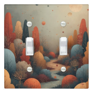 Whimsical Enchanted Forest Abstract Landscape Light Switch Cover