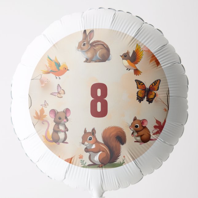 Whimsical Enchanted Forest Animals Birthday Party Balloon (Front)