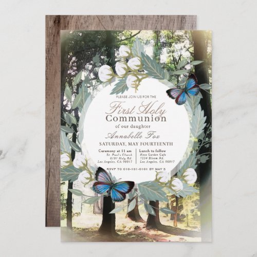 Whimsical Enchanted Forest First Holy Communion Invitation