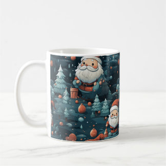 Whimsical Enchanted Forest Santa Christmas Mug