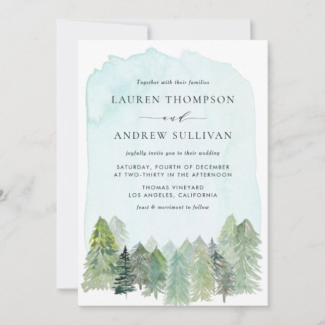 Whimsical Enchanted Forest Woodland Wedding Invitation (Front)