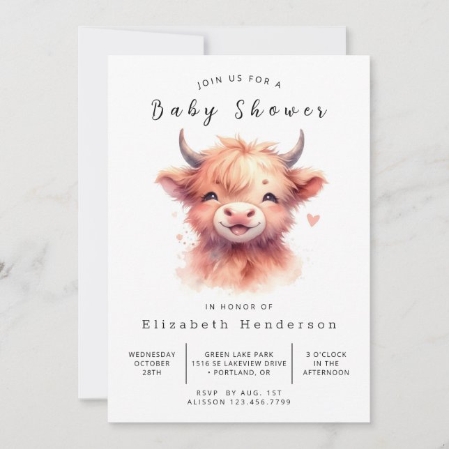 Whimsical Enchanted Fun Cow Baby Shower Invitation (Front)