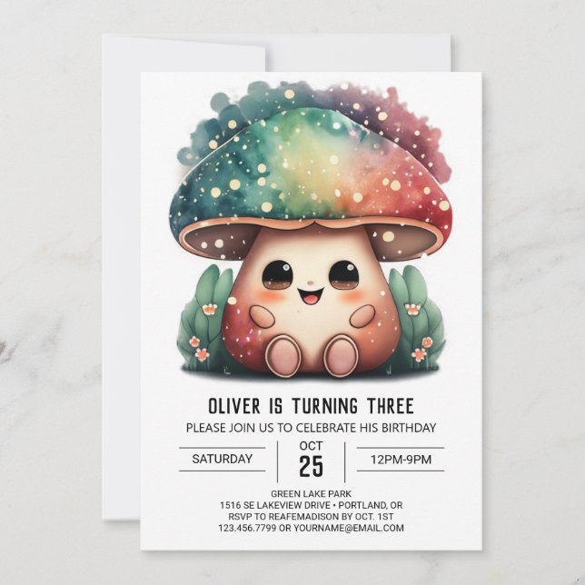 Whimsical Enchanted Fungi Birthday Invitation (Front)