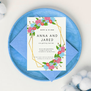 Whimsical Enchanted Garden Floral Frame Wedding Invitation