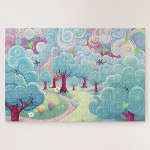 Whimsical enchanted hearts forest  jigsaw puzzle
