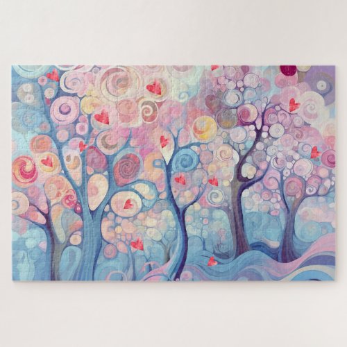 Whimsical enchanted hearts forest  jigsaw puzzle