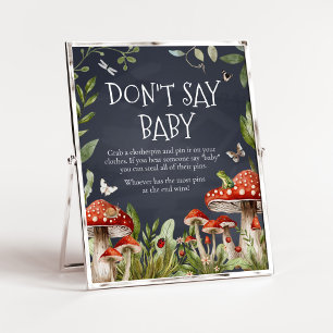 Whimsical Enchanted Mushroom Don't Say Baby Poster