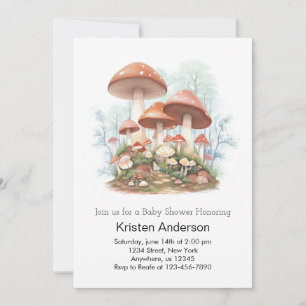 Whimsical Enchanted Mushroom Girl Baby Shower Invitation