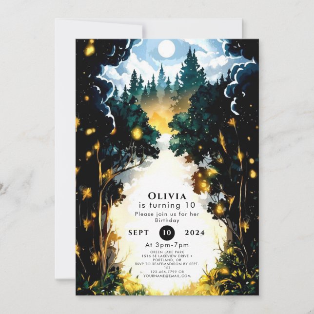Whimsical Enchantment Woodland Birthday Invitation (Front)
