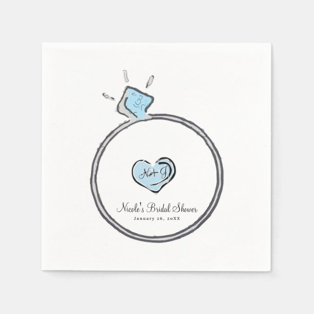 Whimsical Engagement Wedding Ring Bridal Shower Napkins (Front)
