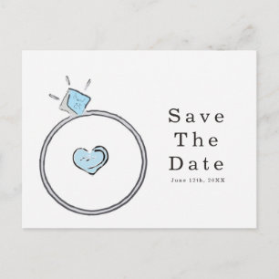 Whimsical Engagement Wedding Ring Save The Date Postcard