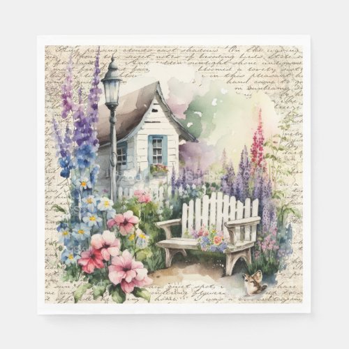 Whimsical English Cottage Fairytale Flower Garden Napkins