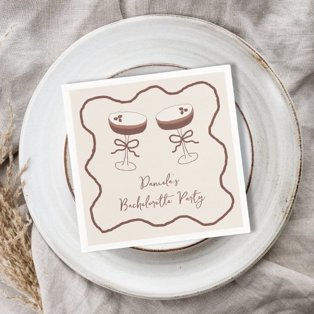 Whimsical Espresso Martini Hand Drawn Bachelorette Napkins (Whimsical Espresso Martini Hand Drawn Bachelorette Napkins)