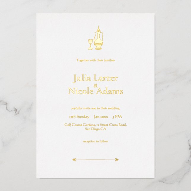 Whimsical Ethereal Beauty Minimalist Wedding Foil Invitation (Front)