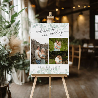 Whimsical Eucalyptus Greenery Wedding Welcome Sign