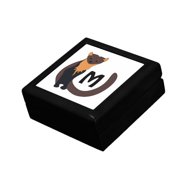 Whimsical European Pine Marten Monogram Gift Box (Side)