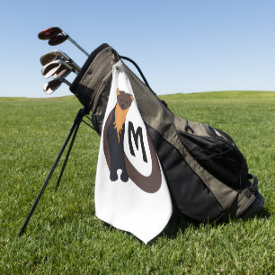 Whimsical European Pine Marten Monogram Golf Towel